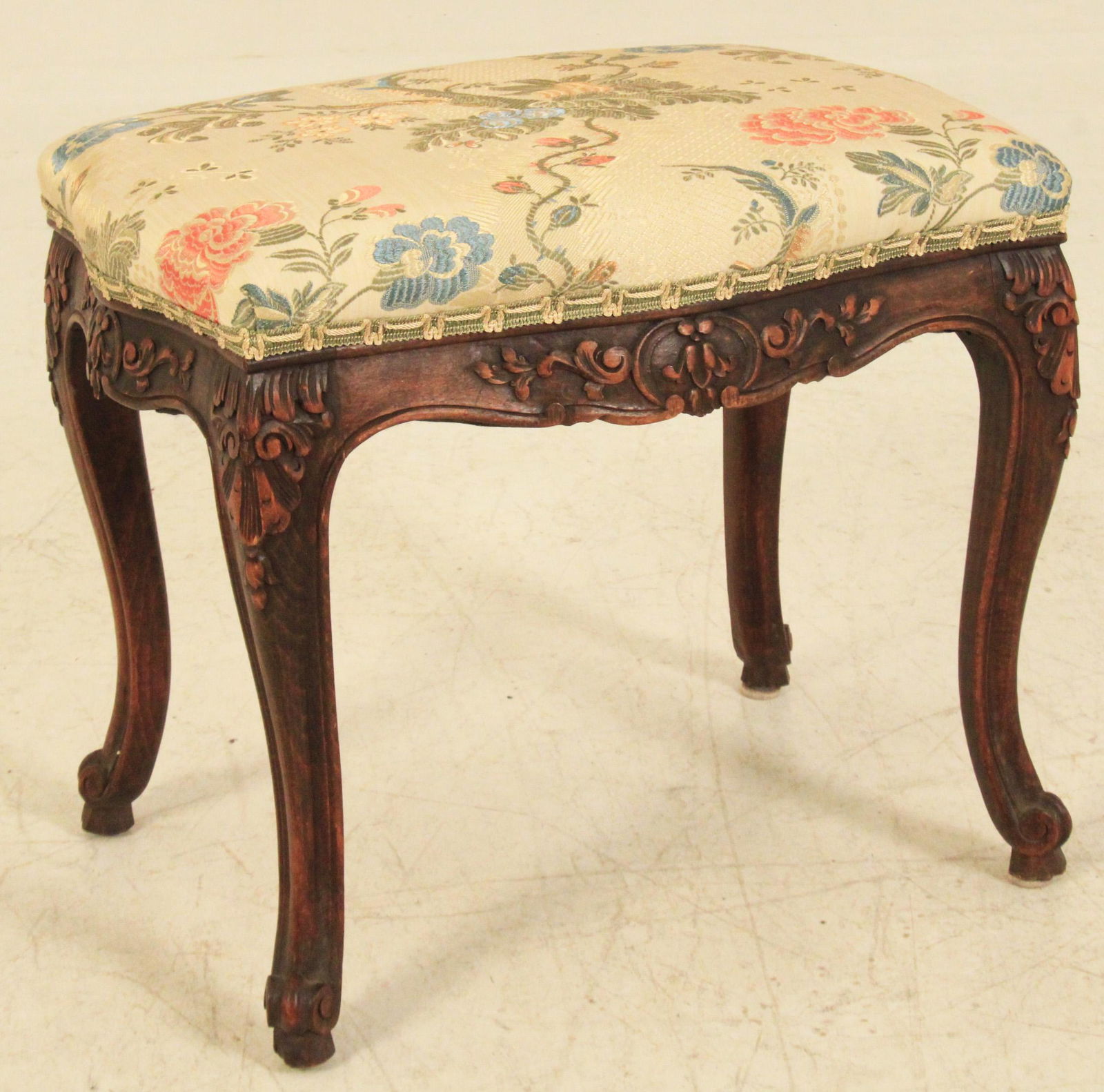 PROVINCIAL LOUIS XV STYLE SERPENTINE FORM TABOURET (1 of 3)