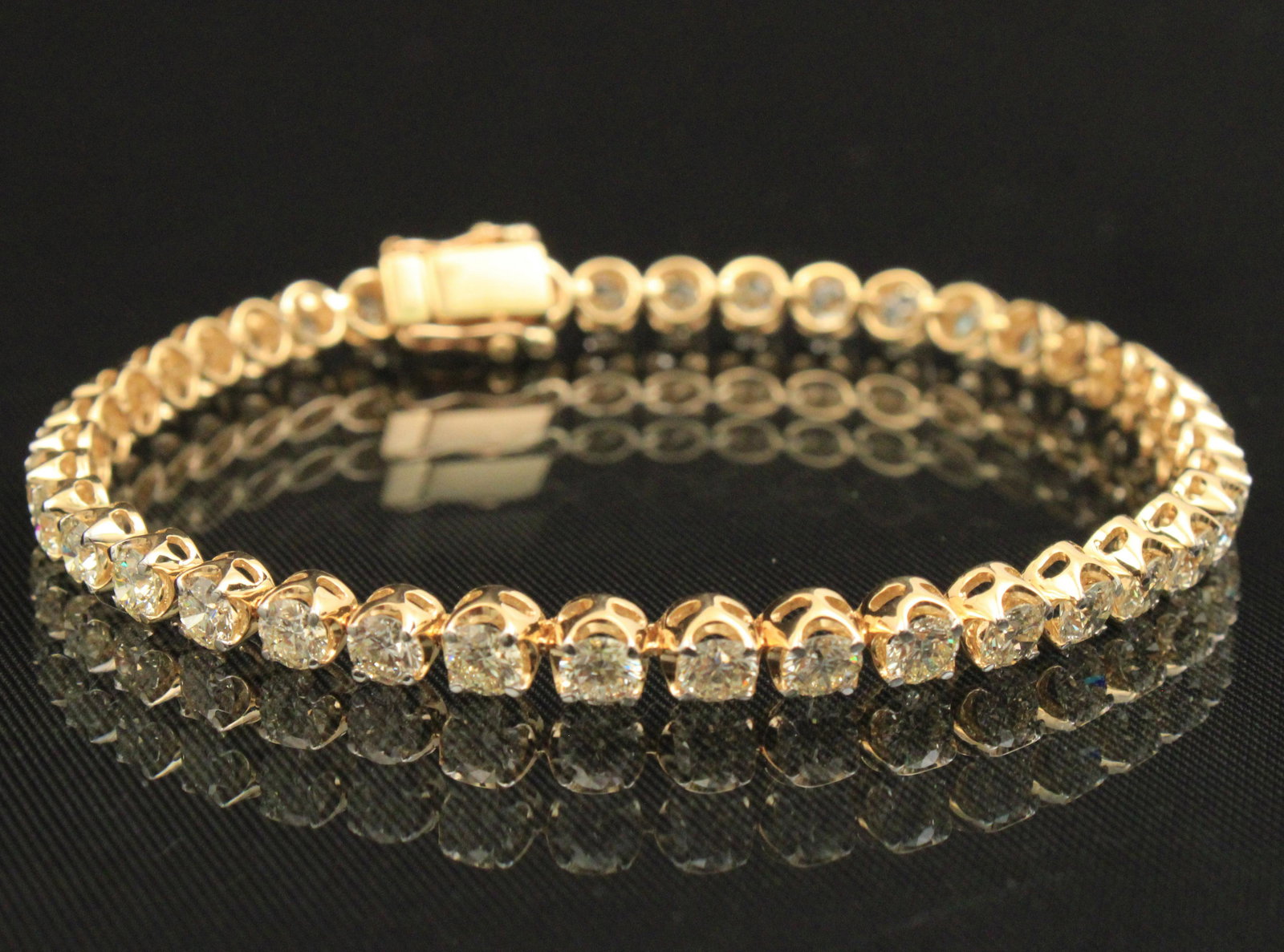 18K YELLOW GOLD DIAMOND TENNIS BRACELET; 6.35 CTW (1 of 1)