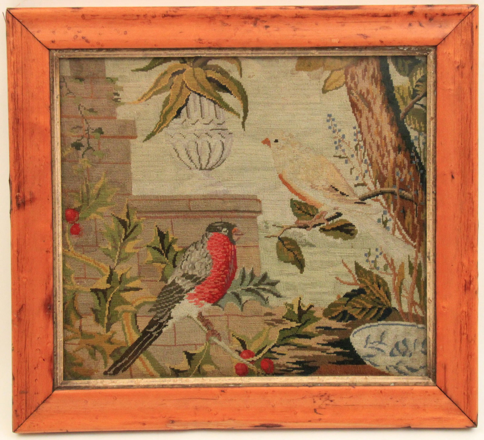 FINE CURLY MAPLE FRAMED LANDSCAPE NEEDLEPOINT (1 of 3)