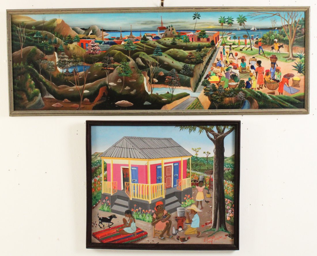TWO HAITI OIL ON PANEL PAINTINGS BY VITAL AND GEDEUS (1 of 7)