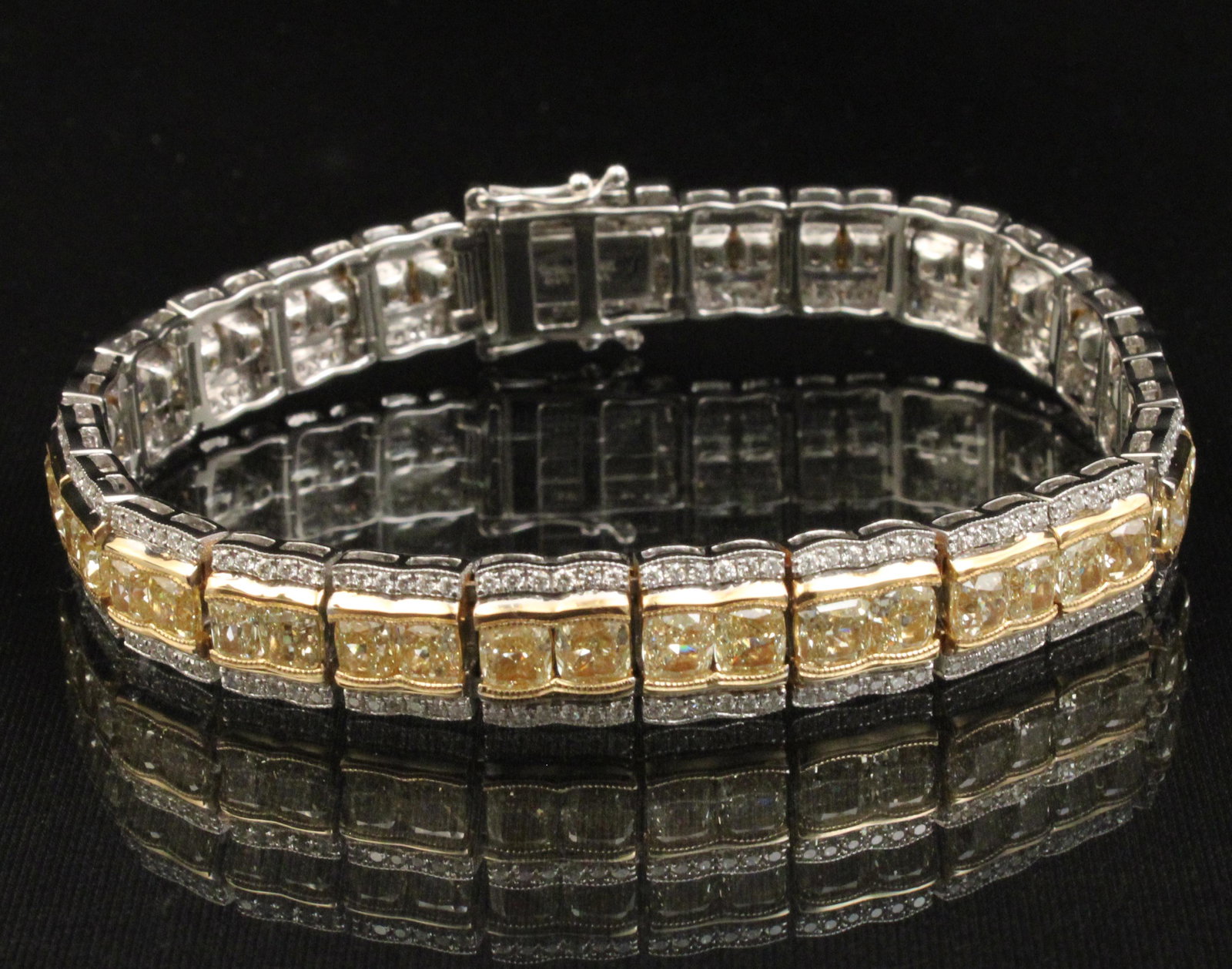 18K FANCY YELLOW DIAMOND BRACELET;  12.97 CTW (1 of 2)