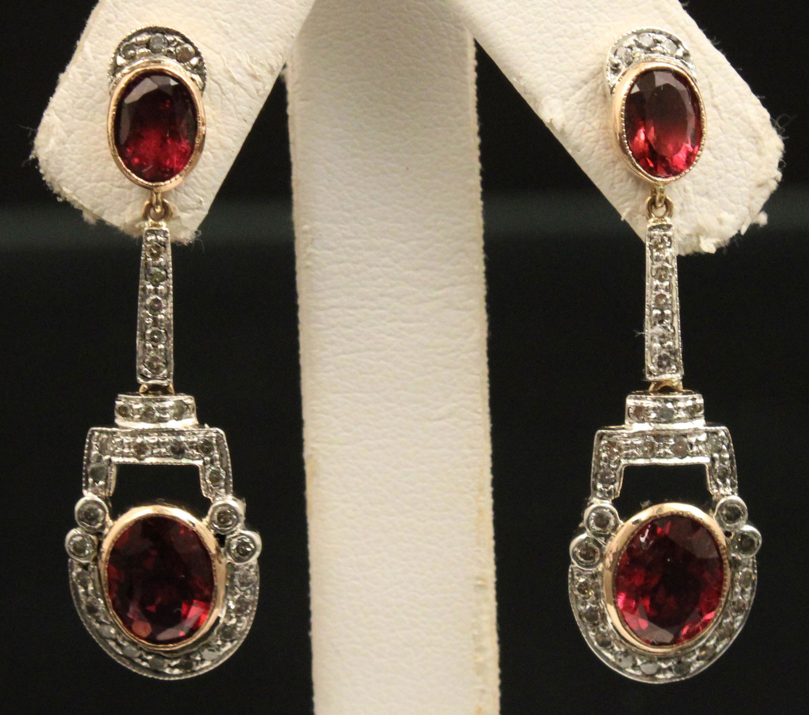 PR OF 18K DIAMOND AND TOURMALINE DROP EARRINGS (1 of 1)