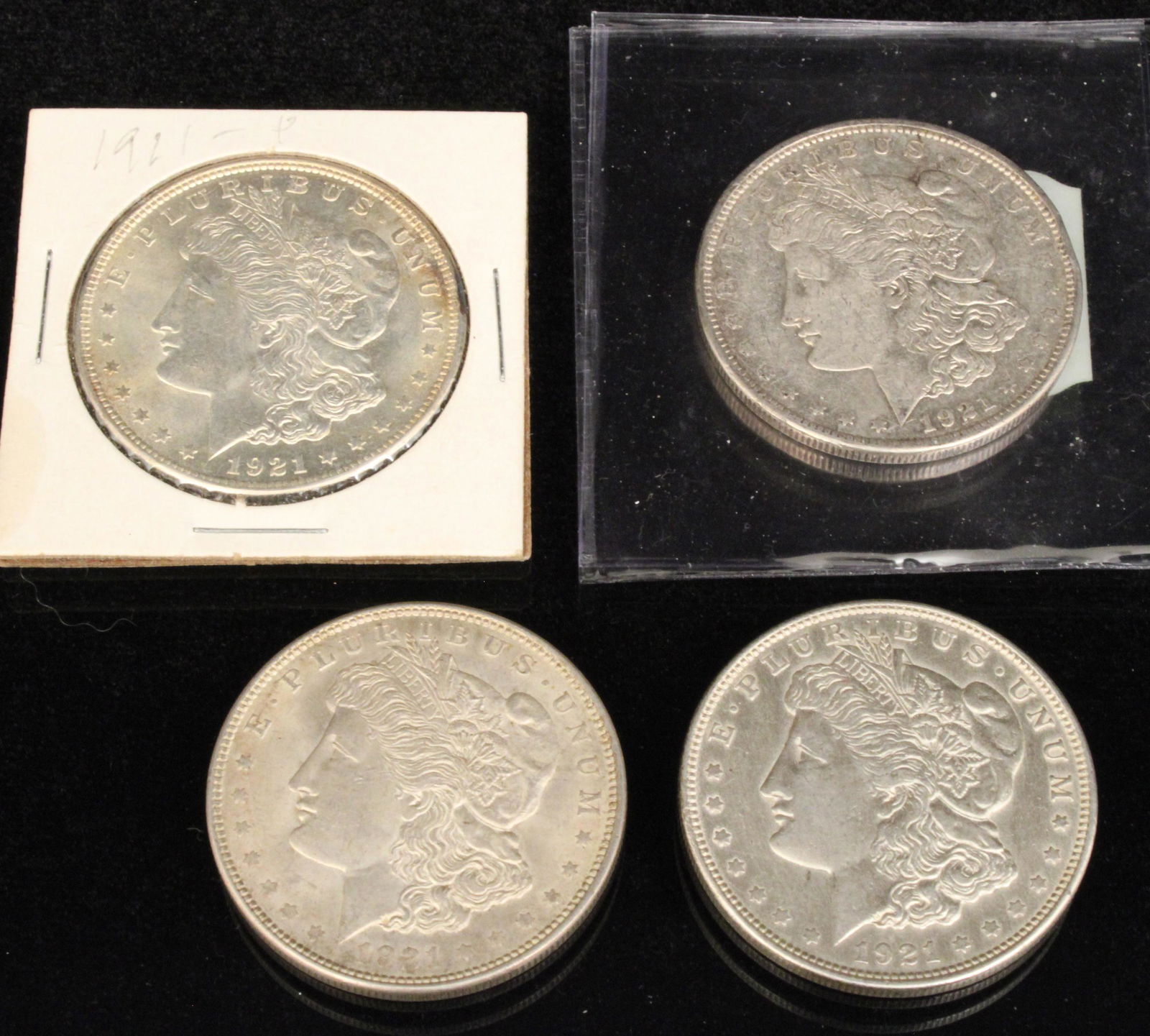 4 EXTREMELY FINE 1921 MORGAN SILVER DOLLARS (1 of 2)