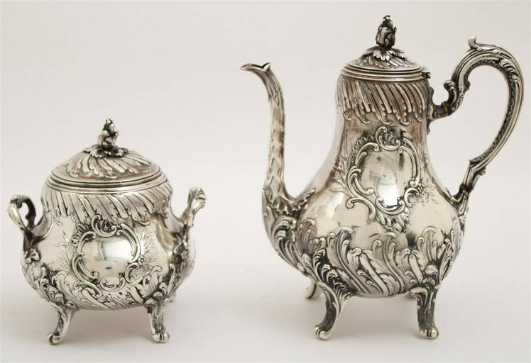 FRENCH SILVER TEAPOT AND COVERED SUGAR Jan 22, 2022 CLEMENTS in TN