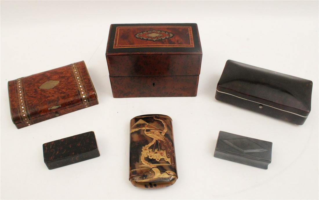 FINE GROUP OF 6 ANTIQUE EUROPEAN WOODEN BOXES (1 of 2)
