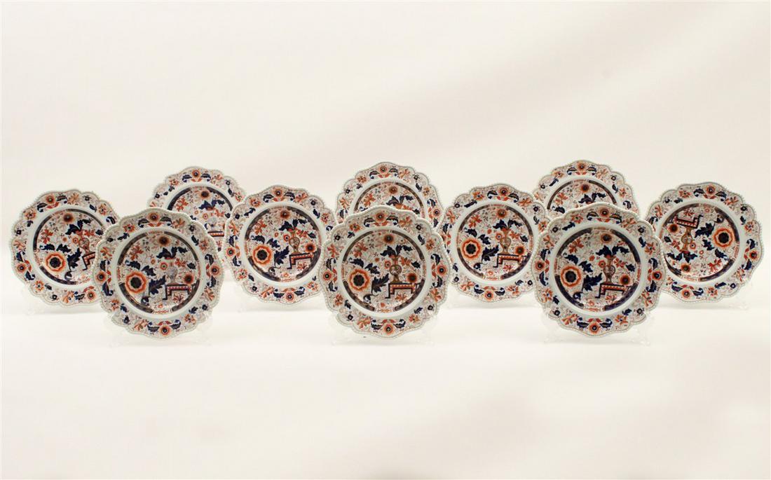 SET OF 10 ENGLISH IRONSTONE IMARI PALETTE BOWLS (1 of 3)