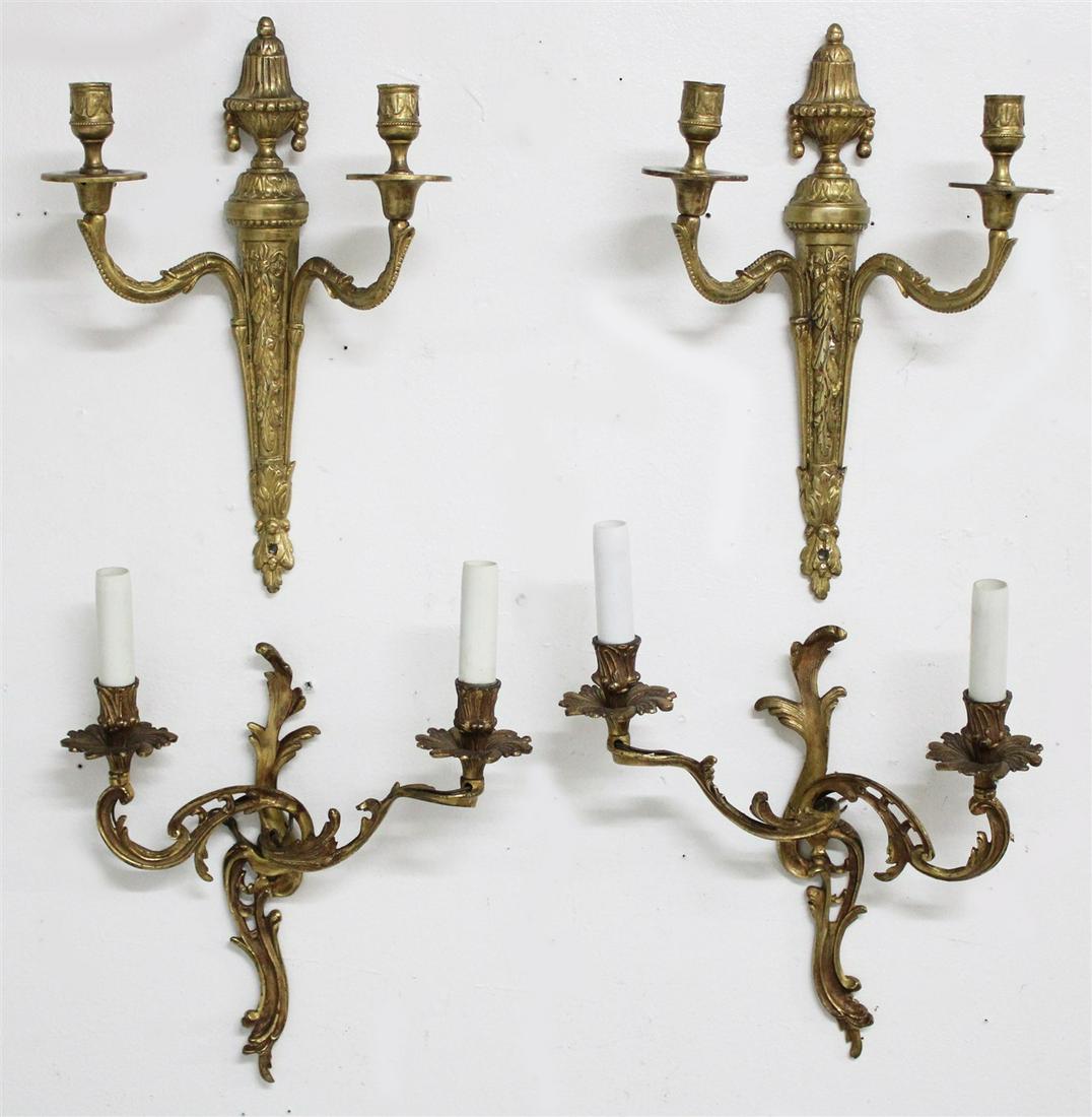 TWO PRS. OF FRENCH BRONZE SCONCES (1 of 3)