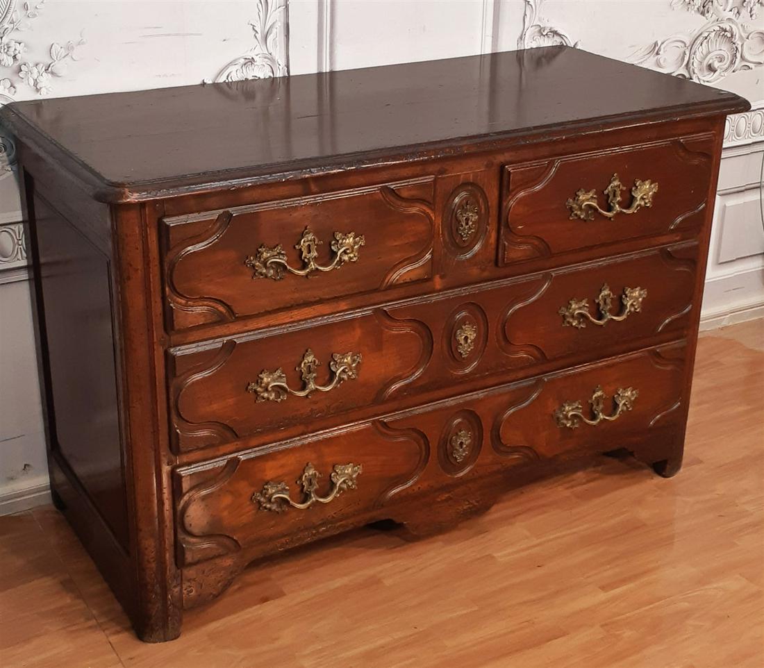 18TH C. STYLE LOUIS XV SOLID FRENCH WALNUT COMMODE (1 of 4)