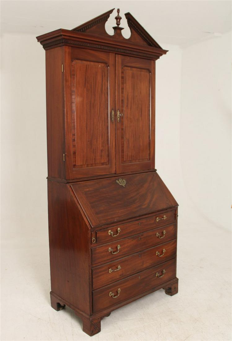 GEORGE III MAHOGANY BUREAU BOOKCASE (1 of 5)