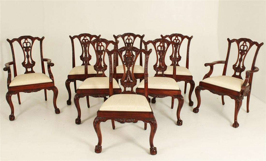 SET OF 6 & 2 IRISH CHIPPENDALE STYLE CHAIRS; MAITLAND (1 of 4)