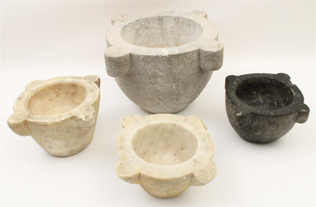 GROUP OF 4 STONE MORTARS (1 of 6)