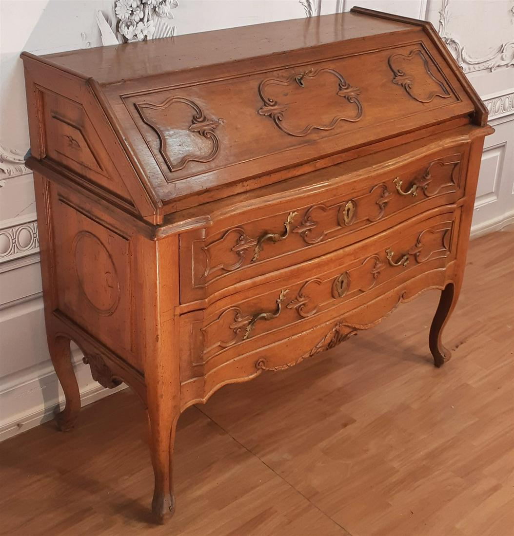 FINE LOUIS XV STYLE PROVINCIAL WALNUT BUREAU (1 of 5)