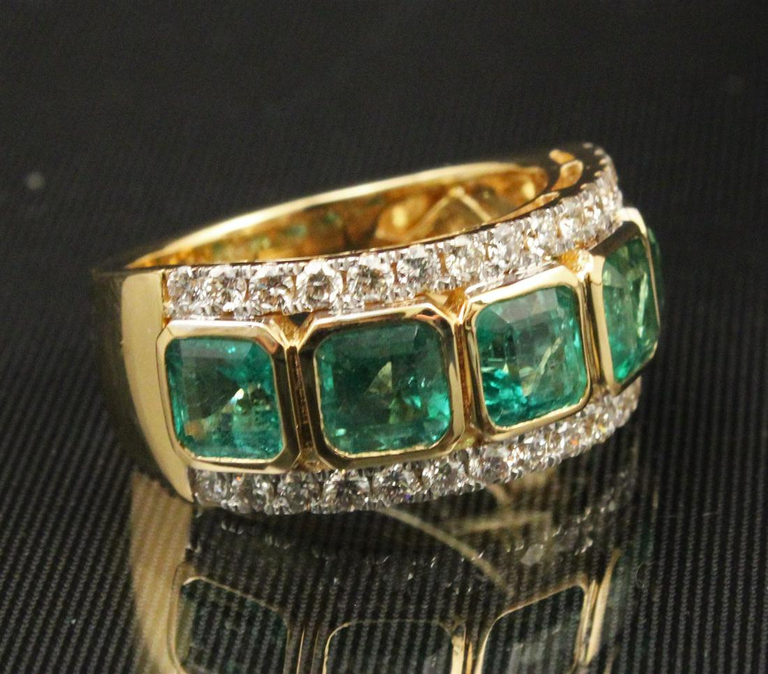 18K YELLOW GOLD EMERALD AND DIAMOND RING (1 of 2)