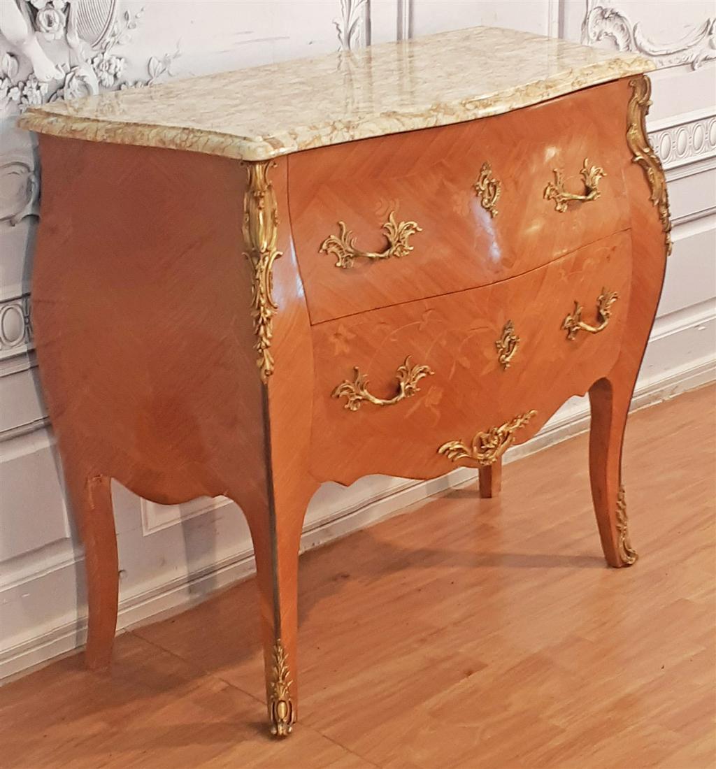 LOUIS XV STYLE BOMBE SHAPED M/TOP COMMODE (1 of 4)