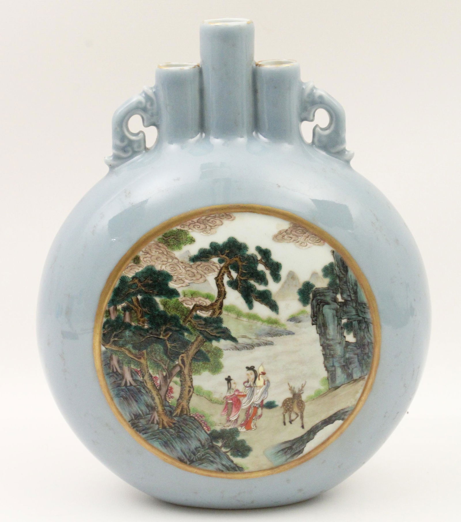 CHINESE PORCELAIN MOON SHAPED FLASK VASE (1 of 3)
