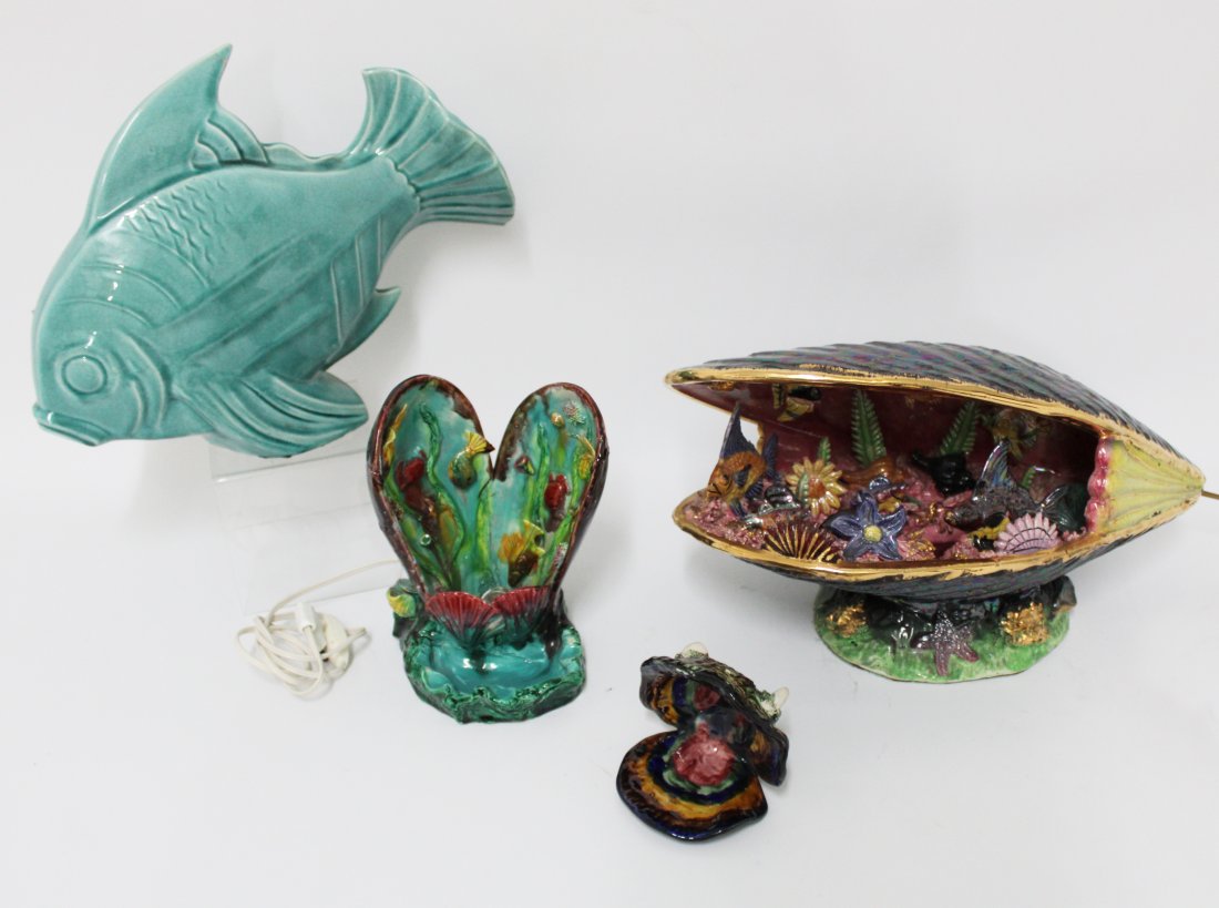 4 PC. MISC. LOT OF GLAZED ENAMEL WARE AND FAIENCE (1 of 4)