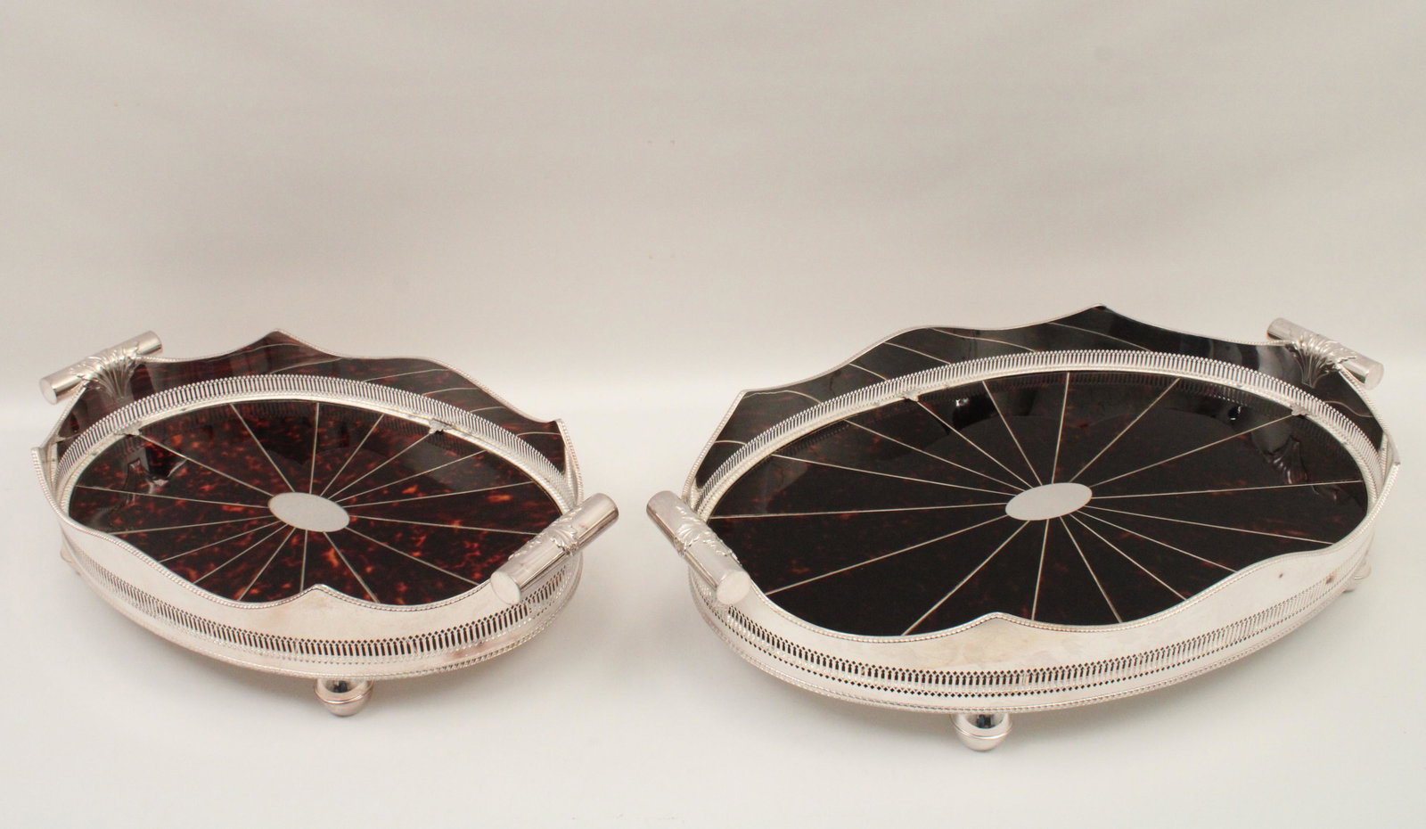 Group of 2 English silver footed trays (1 of 3)