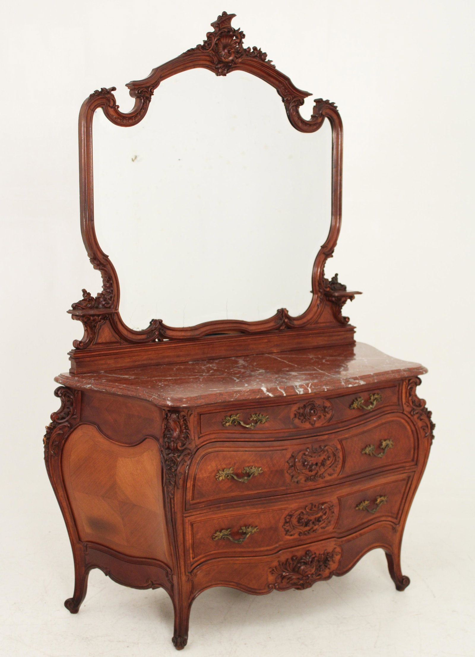 19th C. French walnut commode and mirror (1 of 3)