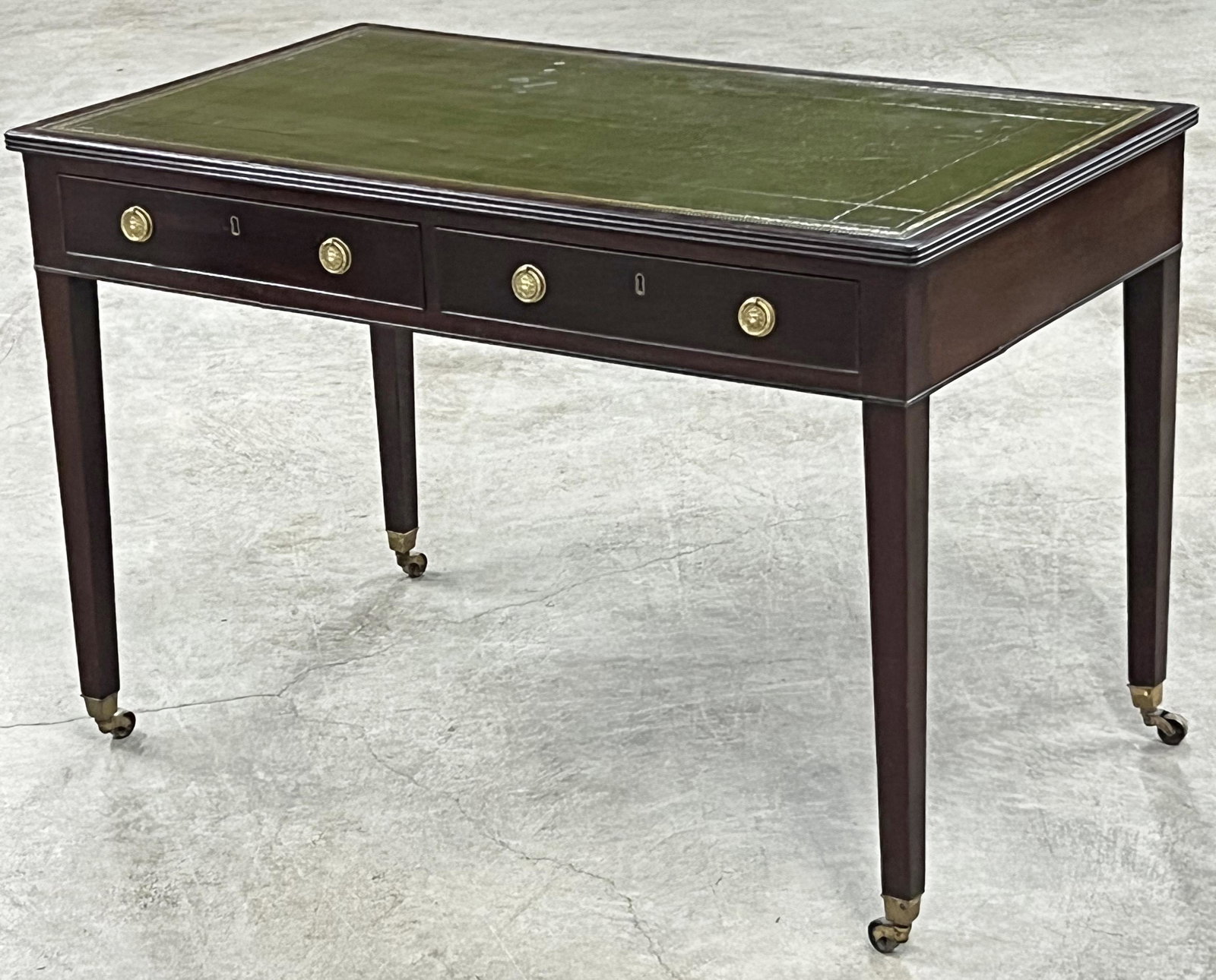 English mahogany and leather writing desk (1 of 4)