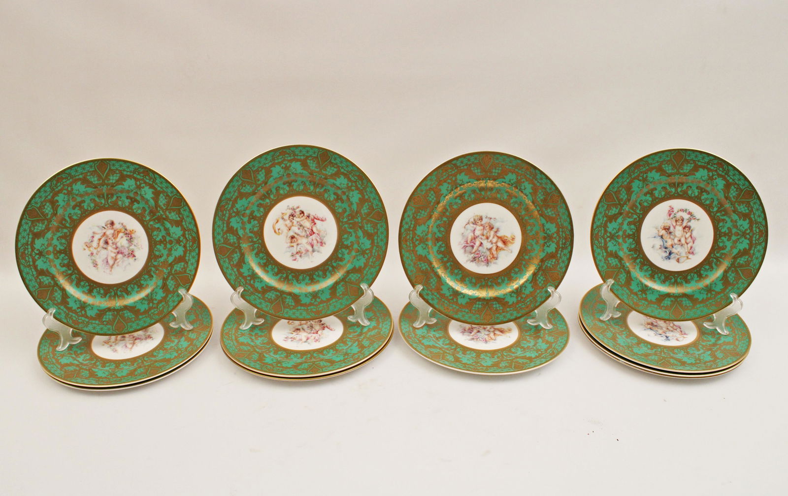 Set of 12 Sevres type porcelain dinner plates (1 of 4)