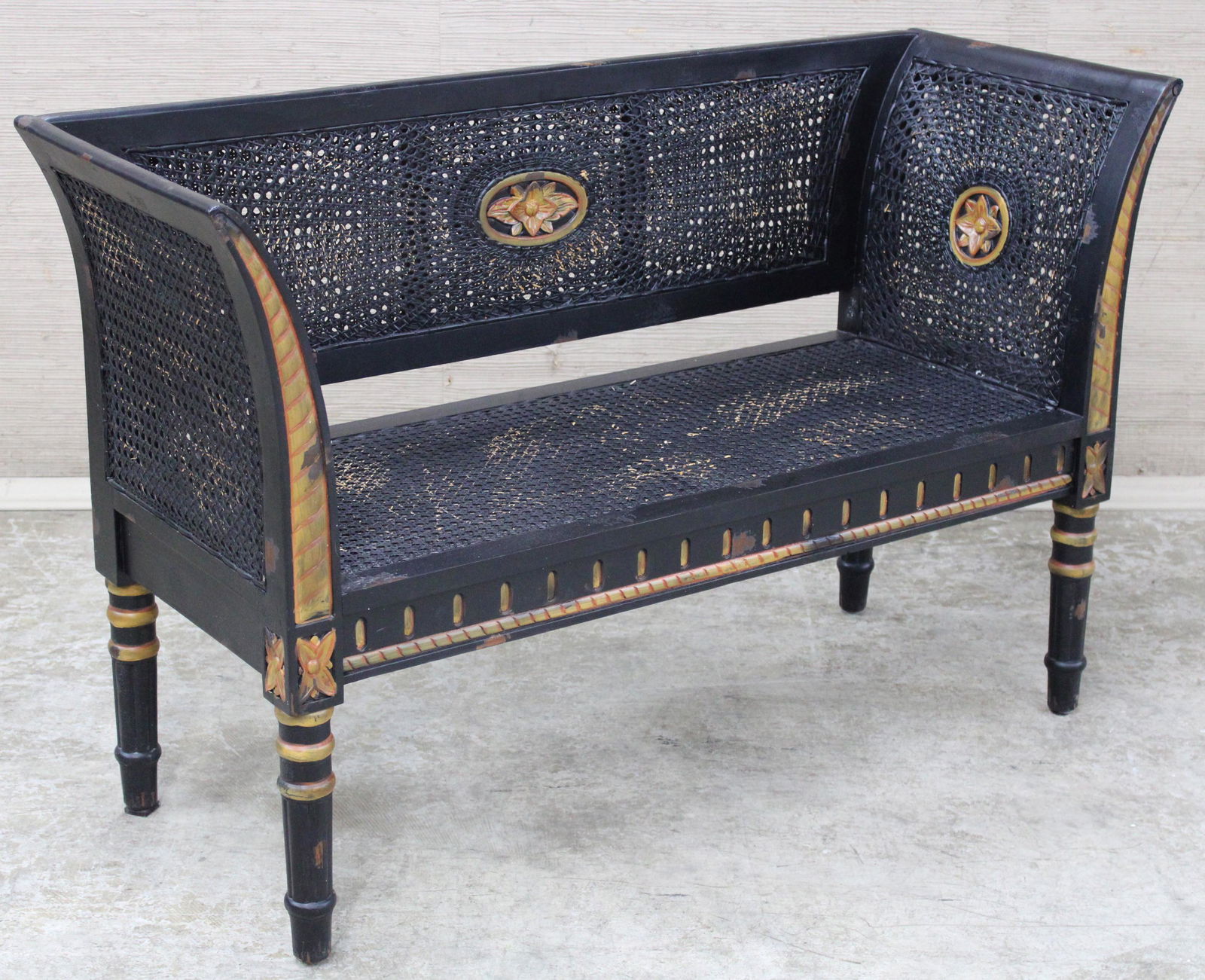 Louis XVI style caned settee (1 of 2)
