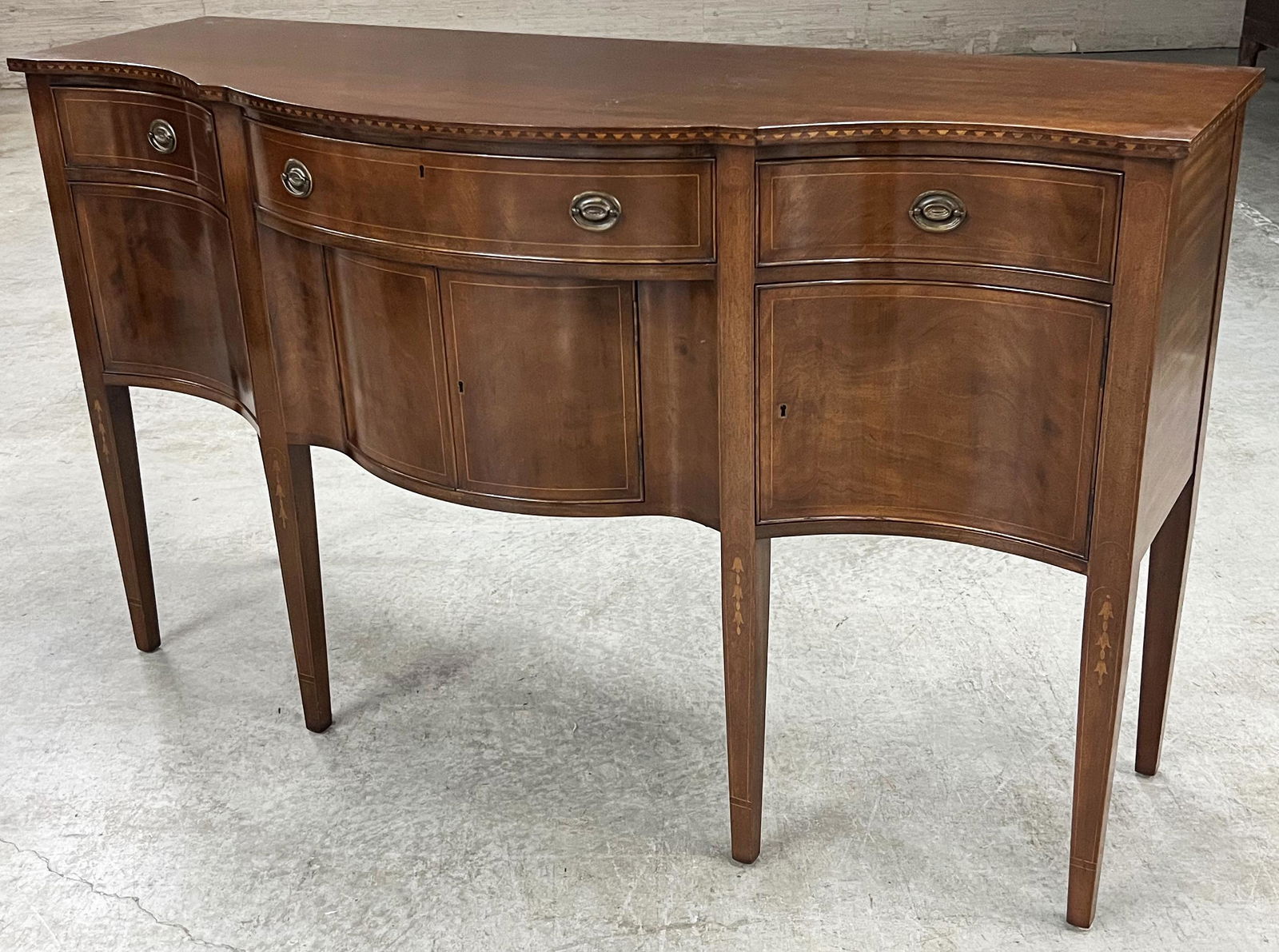 American mahogany serpentine sideboard (1 of 4)