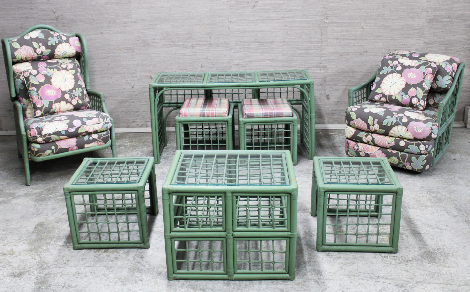 8 piece painted bamboo patio set (1 of 4)