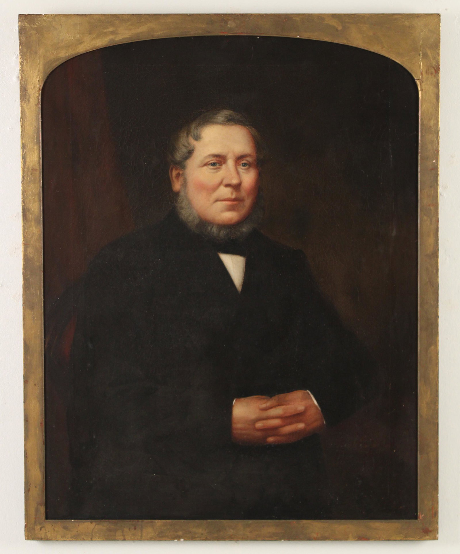 American school: American school, oil on canvas portrait of a gentleman; 39"H 30"W overall