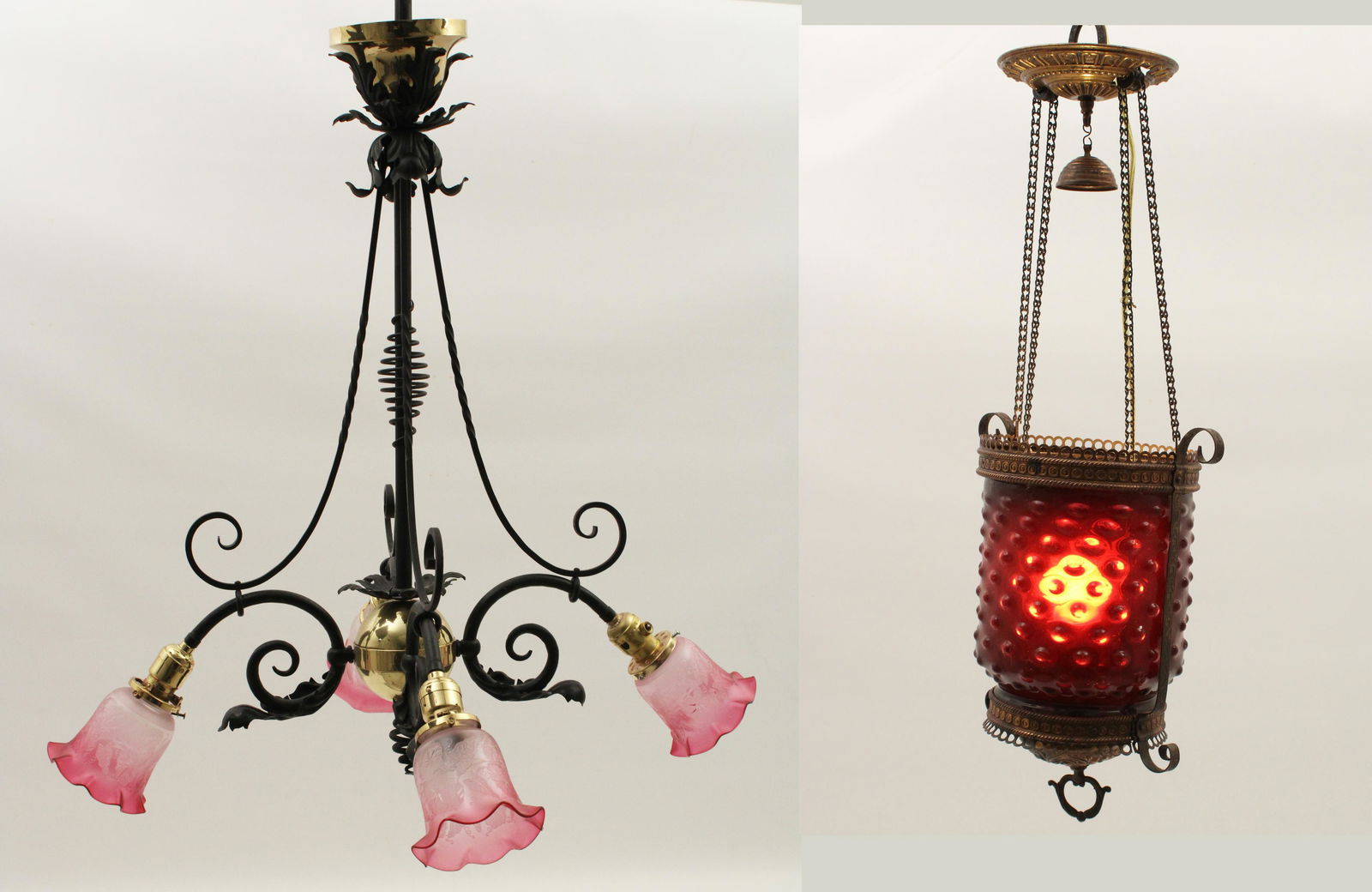 2 Victorian style cranberry shade fixtures (1 of 5)