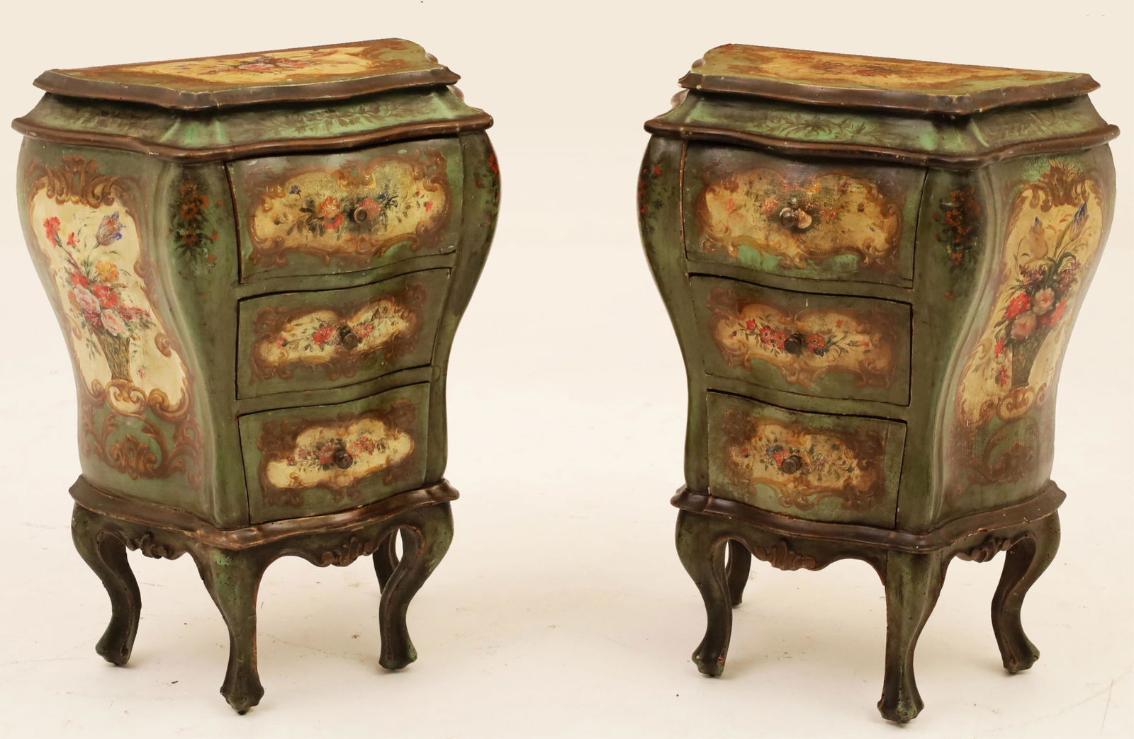 Pr. of Italian Venetian polychrome commodes (1 of 6)
