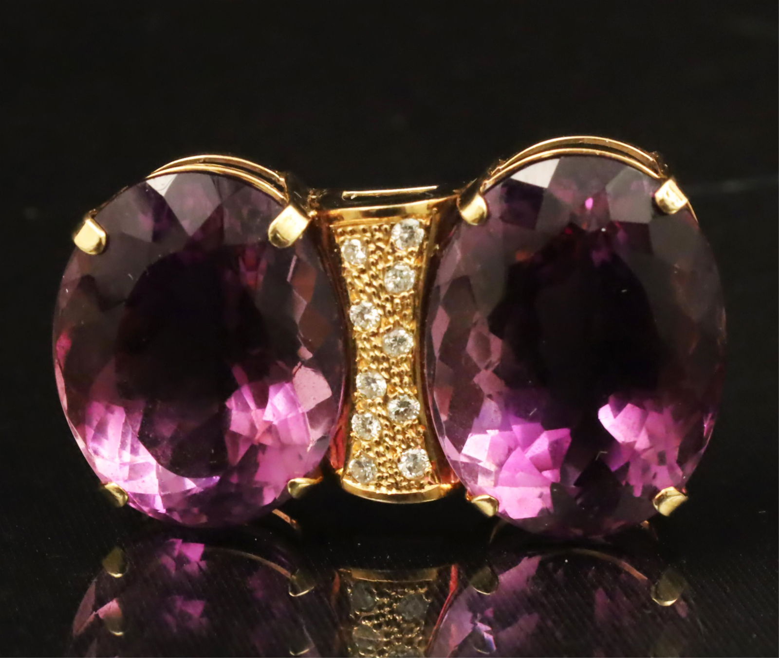 18K Diamond Mounted Twin Oval Amethyst Pendant (1 of 3)