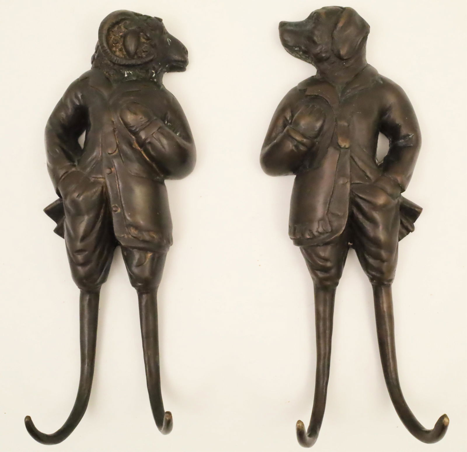 Pair of Whimsical Bronze Meat or Coat Hooks (1 of 4)