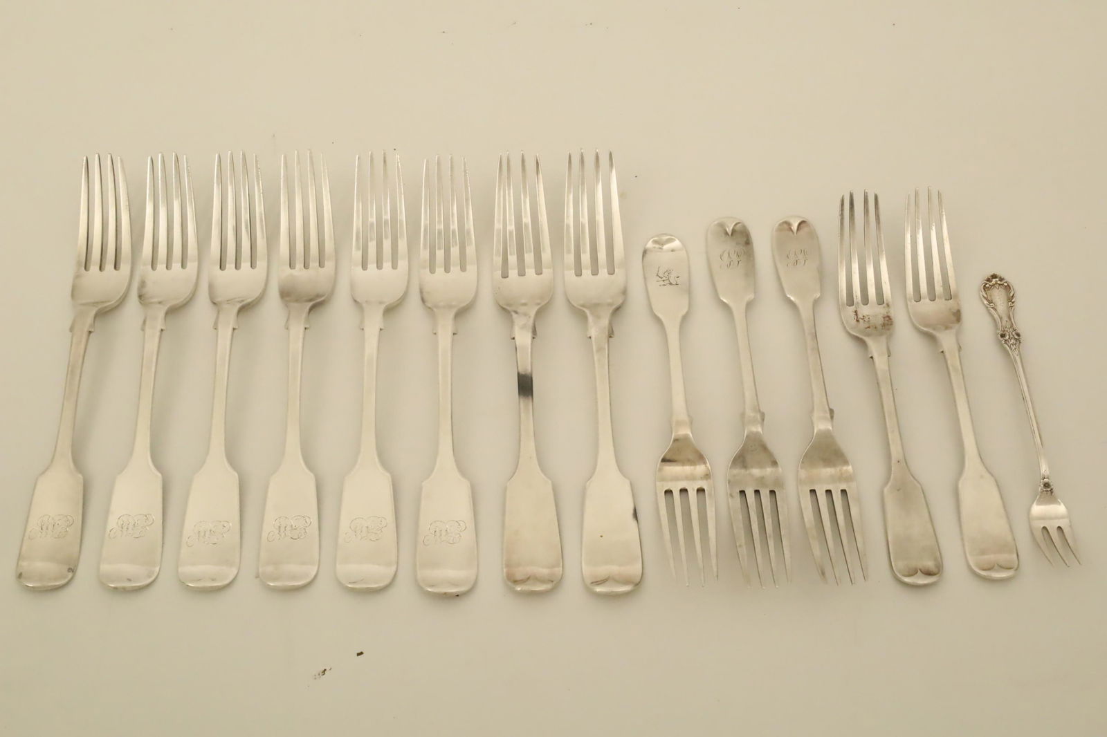 27.6 tow; 14 pc. Lot of Georgian Silver Forks (1 of 4)