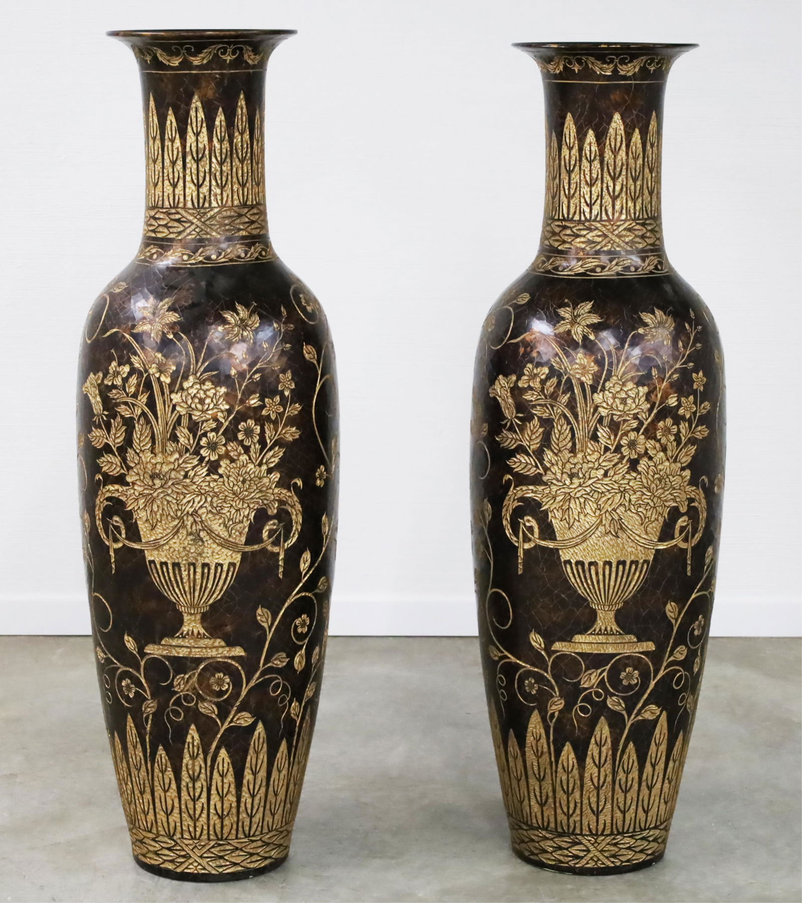 Pr. of 62.5" Decorative Faux Tortoiseshell Vases (1 of 4)