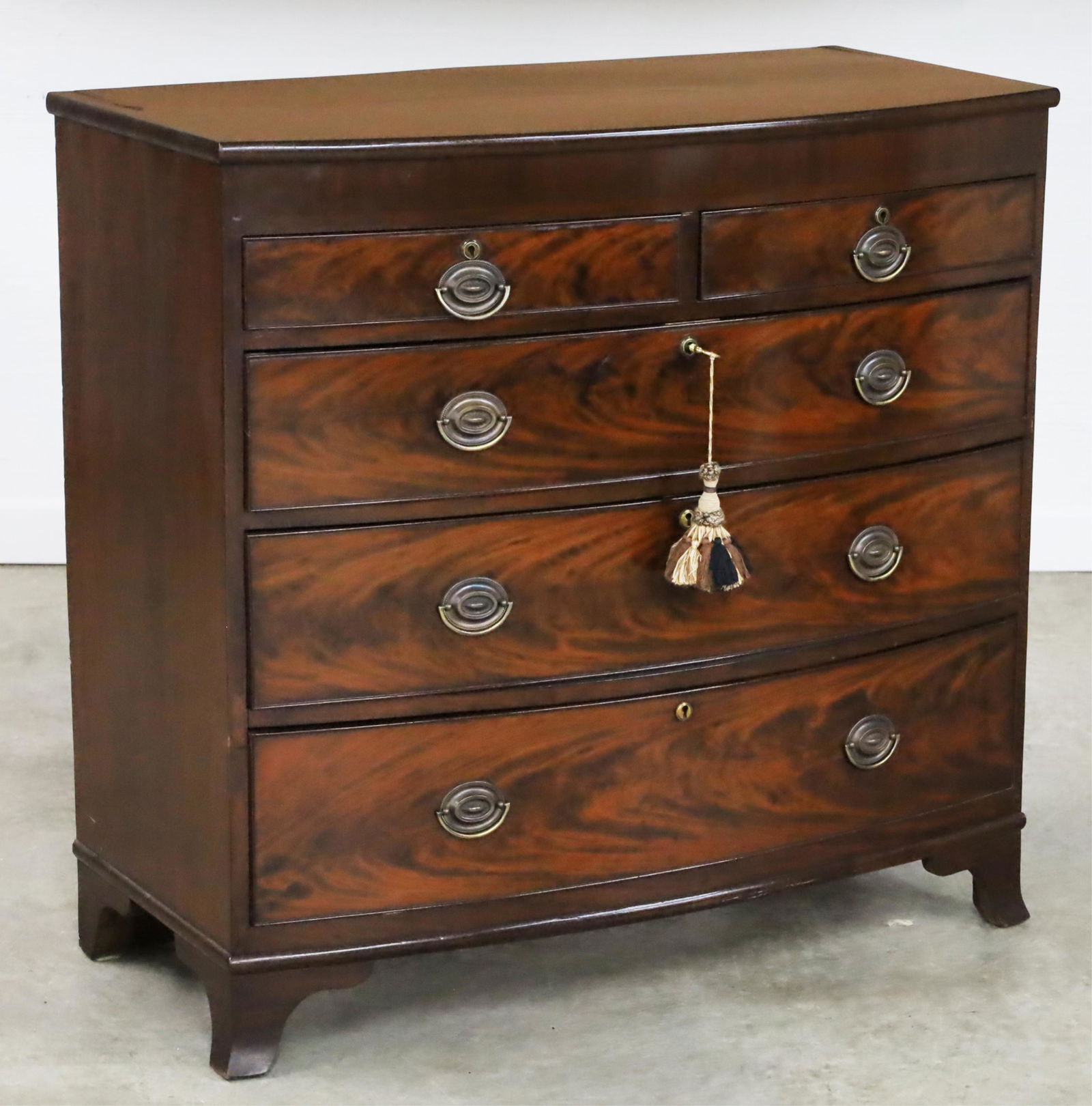 English Sheraton Mahogany Bowfront Chest (1 of 6)