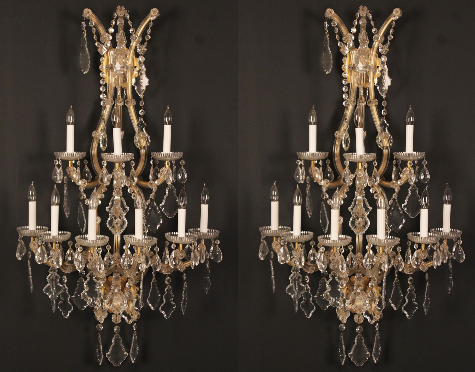 Pr of 9 light Maria Theresa style wall scones (1 of 2)