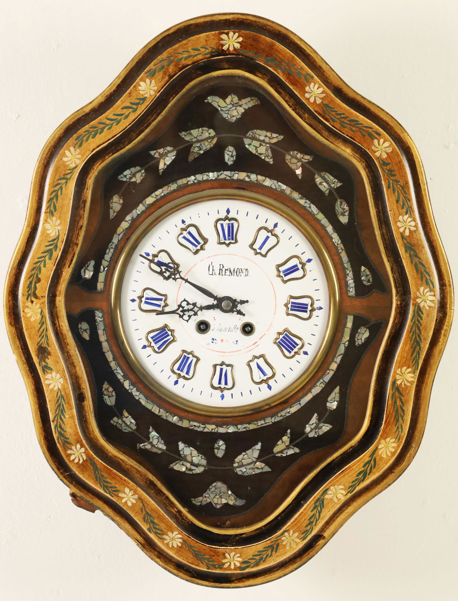 French inlaid wall clock (1 of 4)