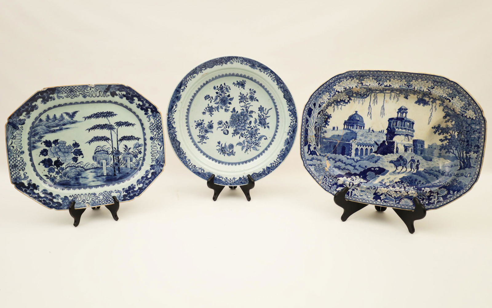 3 pieces of large blue and white porcelain (1 of 10)