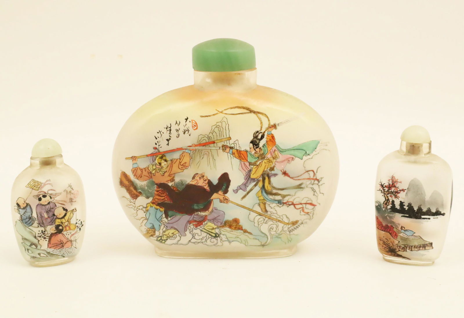3 Hand Colored Chinese Peking Glass Bottles (1 of 4)