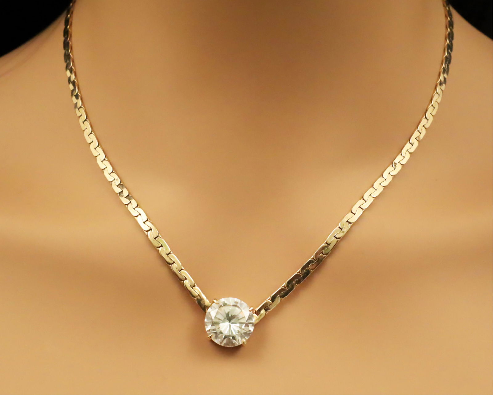 14K 18" Necklace with Zirconium Diamond Mount (1 of 3)