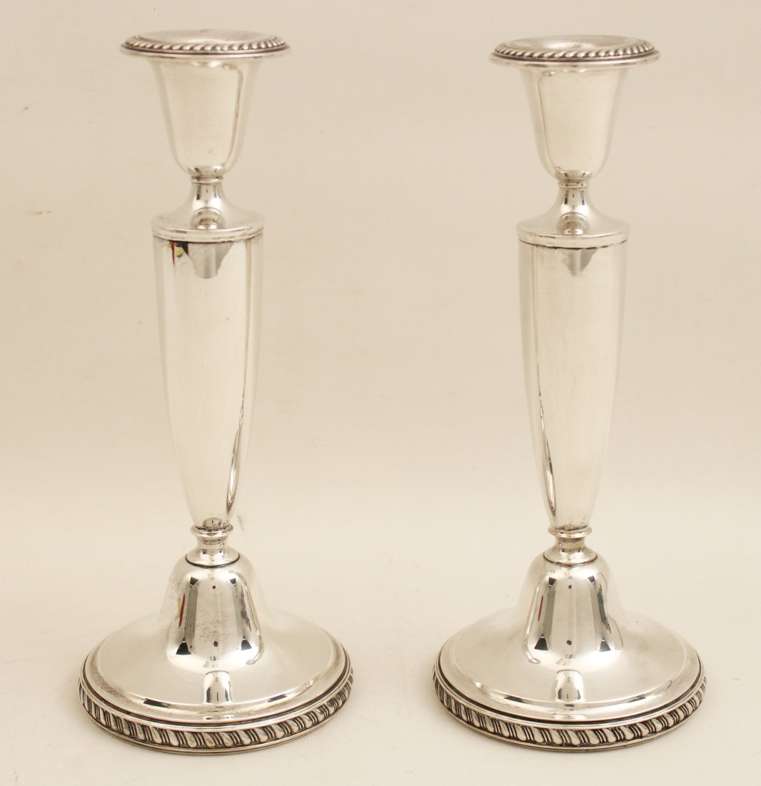 Pair of sterling silver candlesticks (1 of 3)