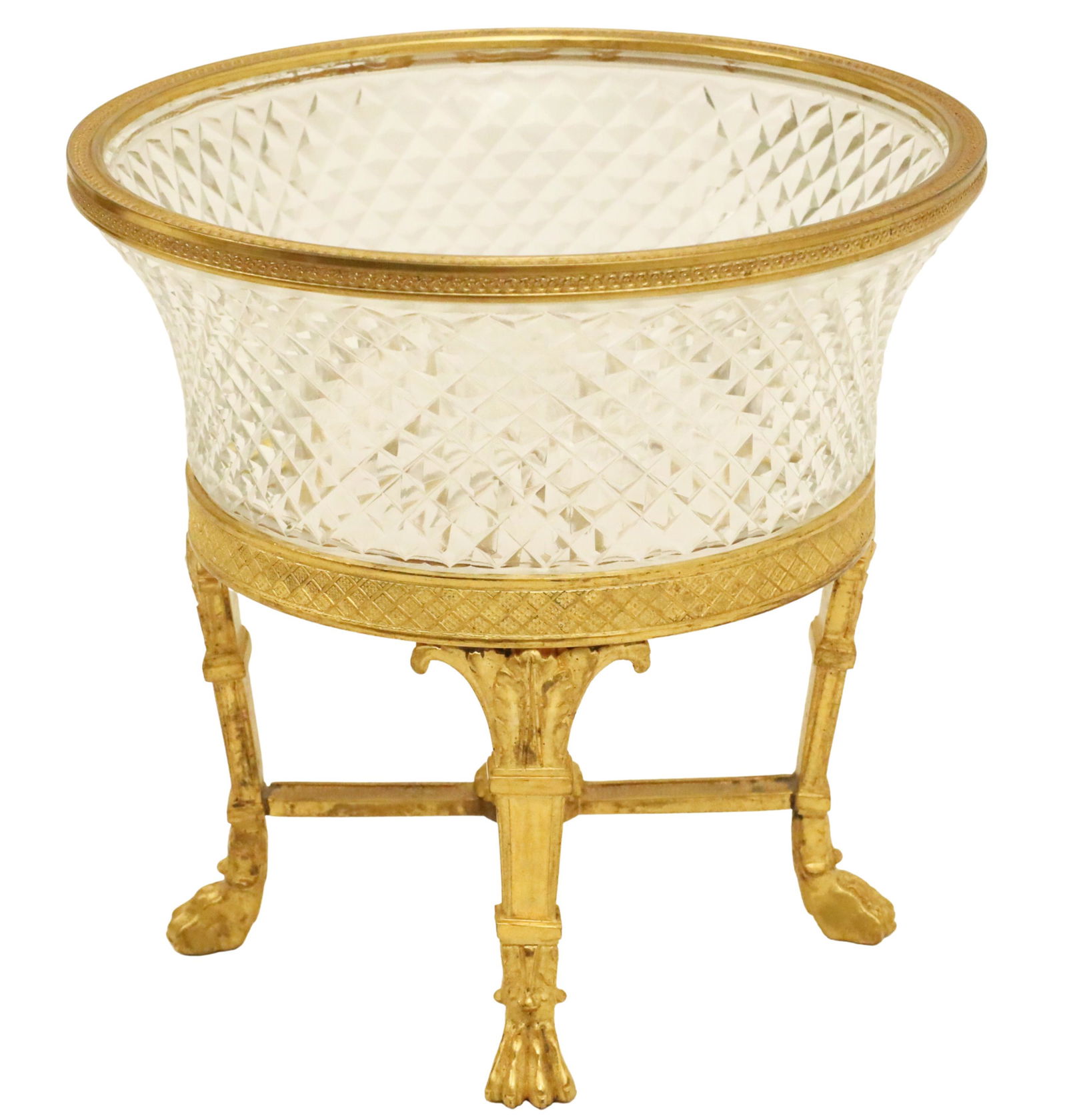 FRENCH DORE BRONZE AND DIAMOND CUT CRYSTAL BOWL (1 of 1)