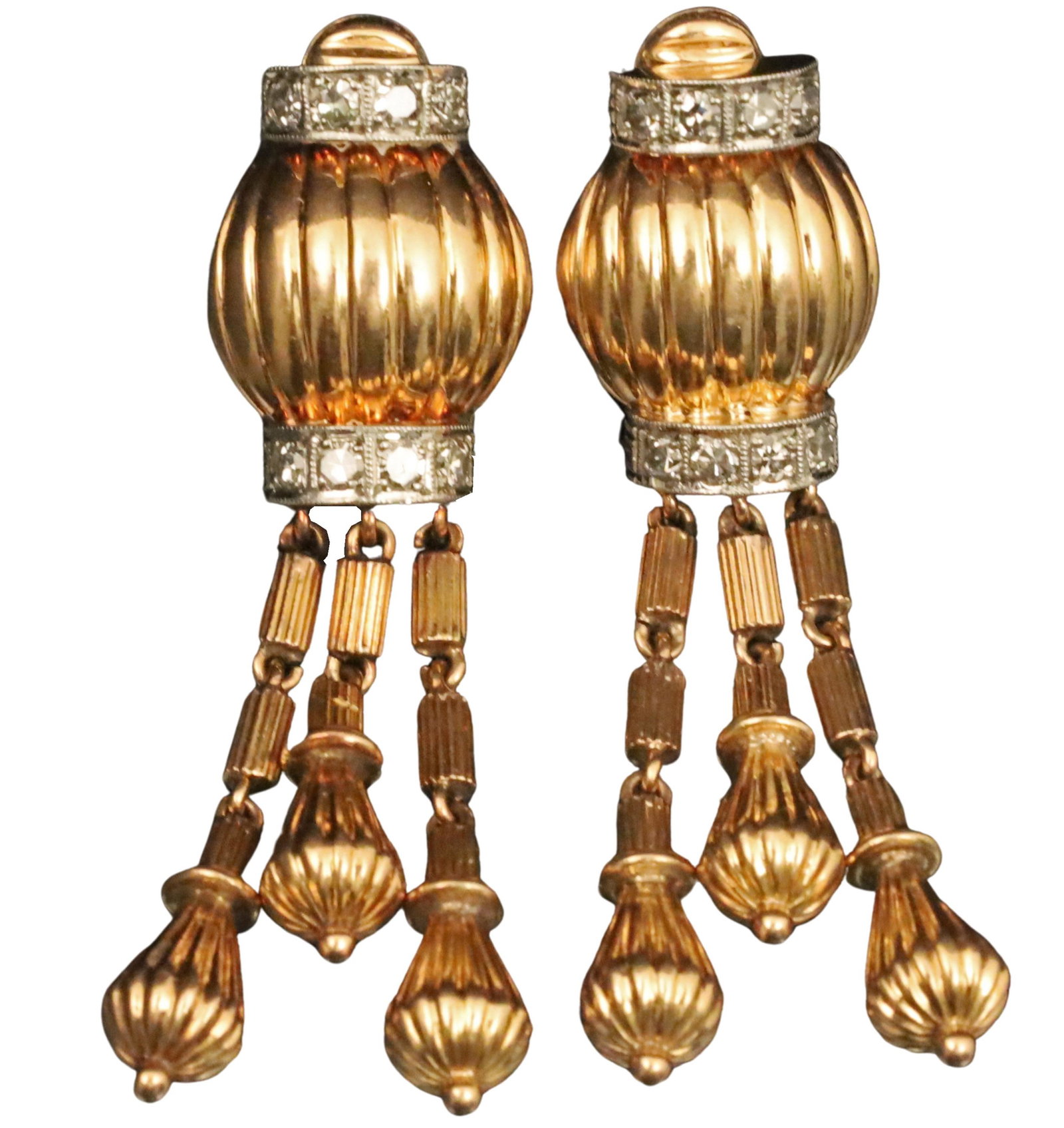 PR. 18K YELLOW GOLD AND DIAMOND EARRINGS (1 of 2)