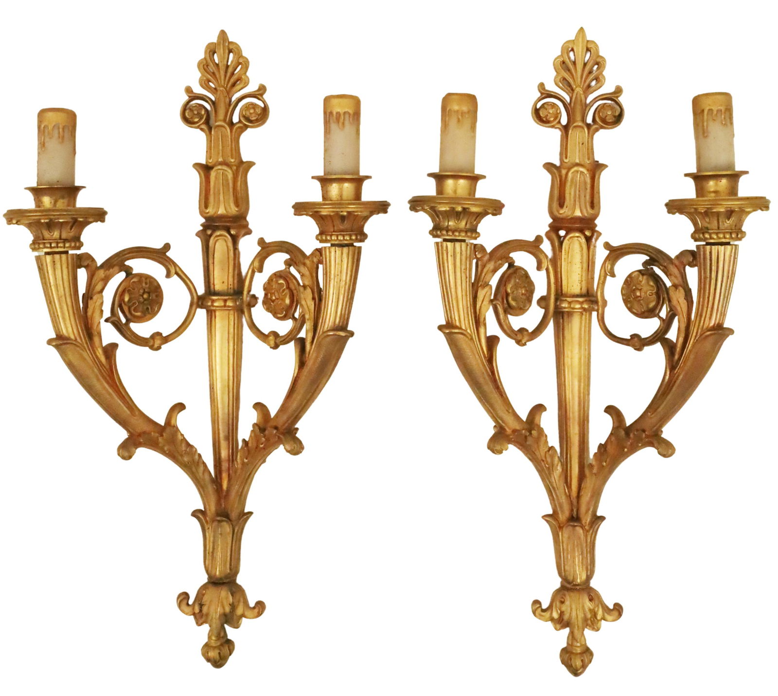 PR. OF FRENCH LOUIS XV STYLE GILT BRONZE SCONCES (1 of 4)
