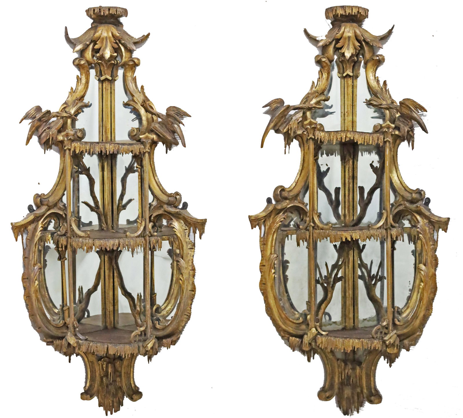 PR OF EARLY 19TH C.ENGLISH MIRRORED CORNER SHELVES (1 of 7)