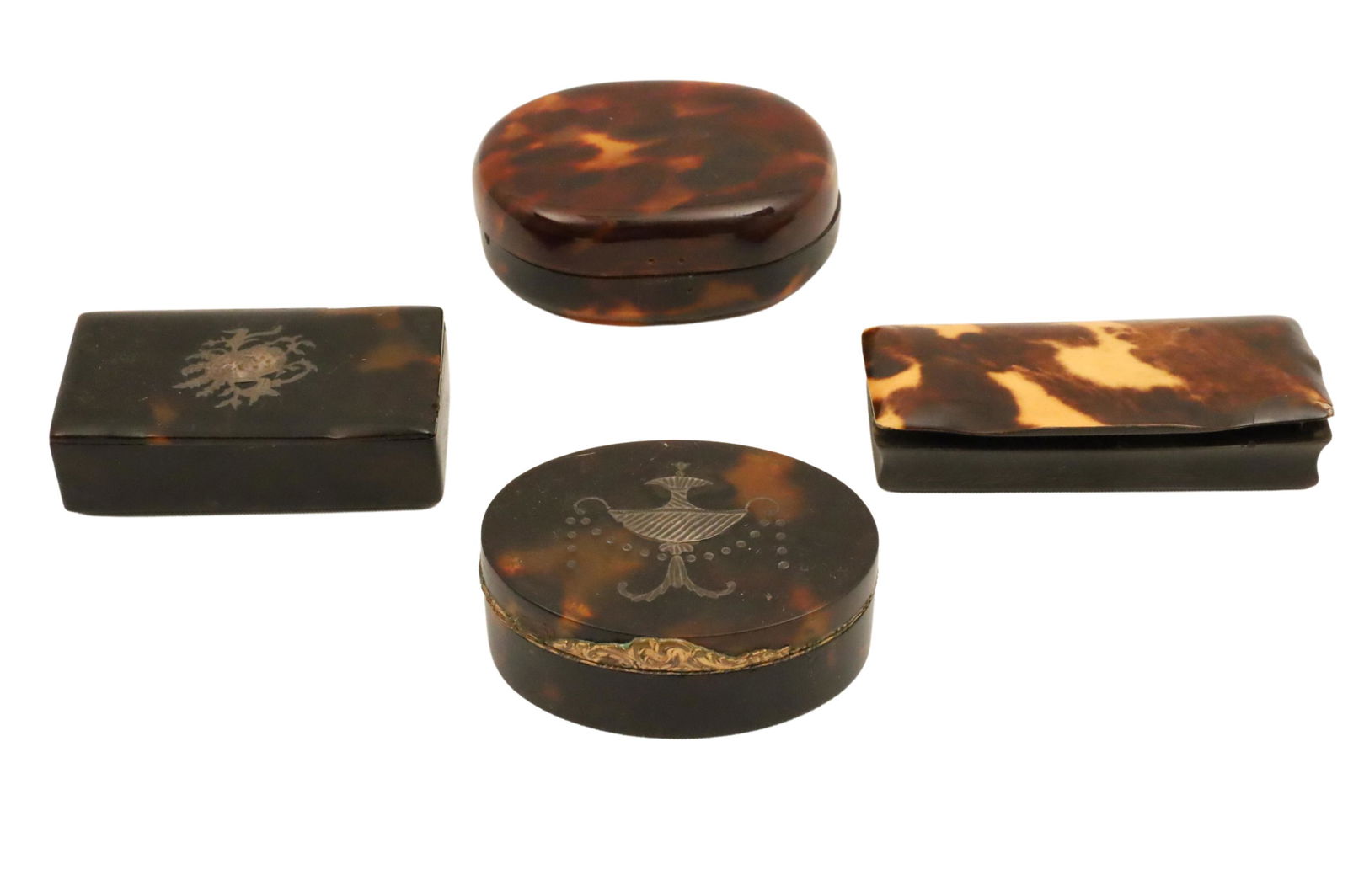 GROUP OF 4 ANTIQUE VICTORIAN TORTOISESHELL BOXES (1 of 5)