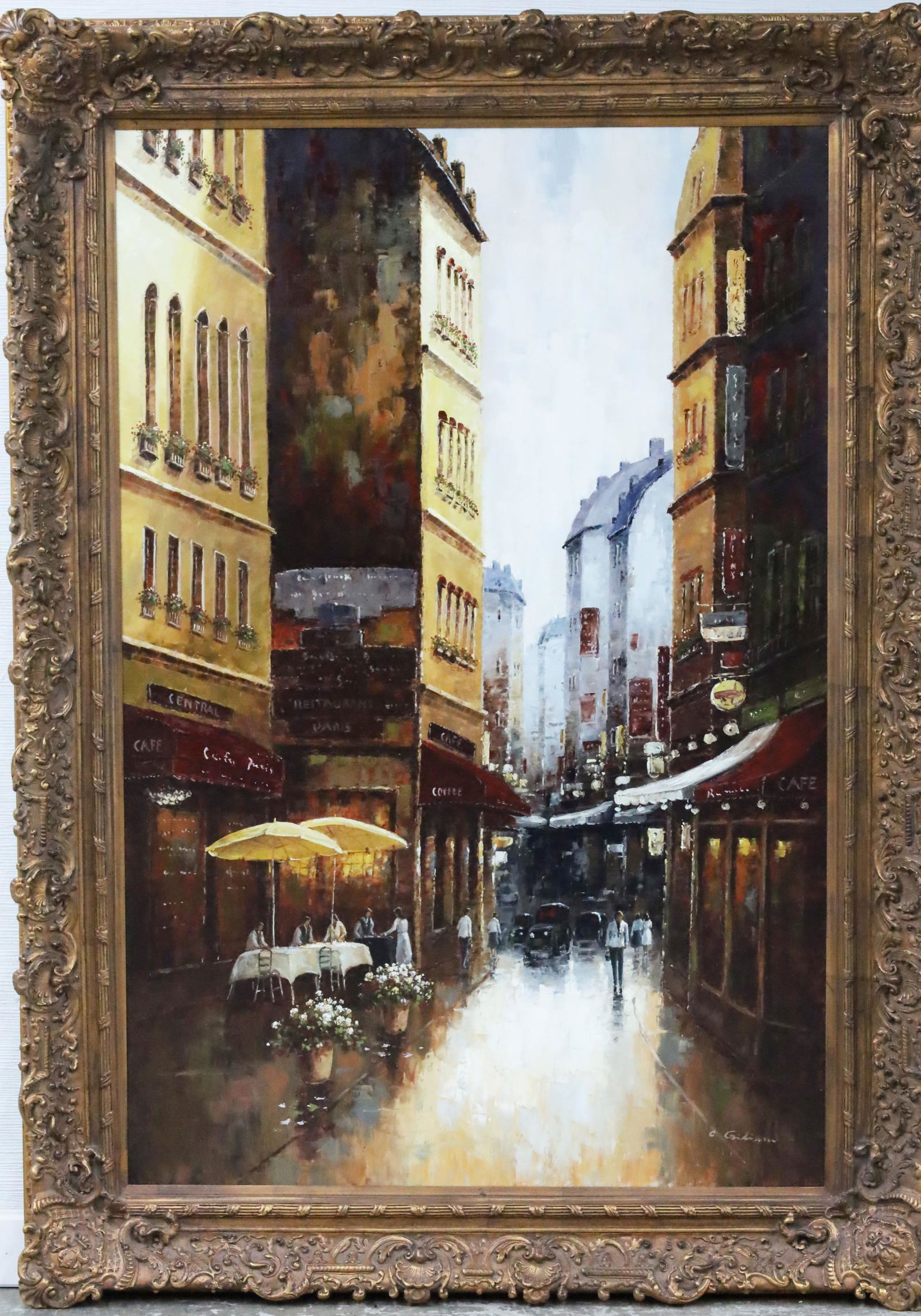PALACIAL 87" FRENCH STREET SCENE PAINTING (1 of 2)