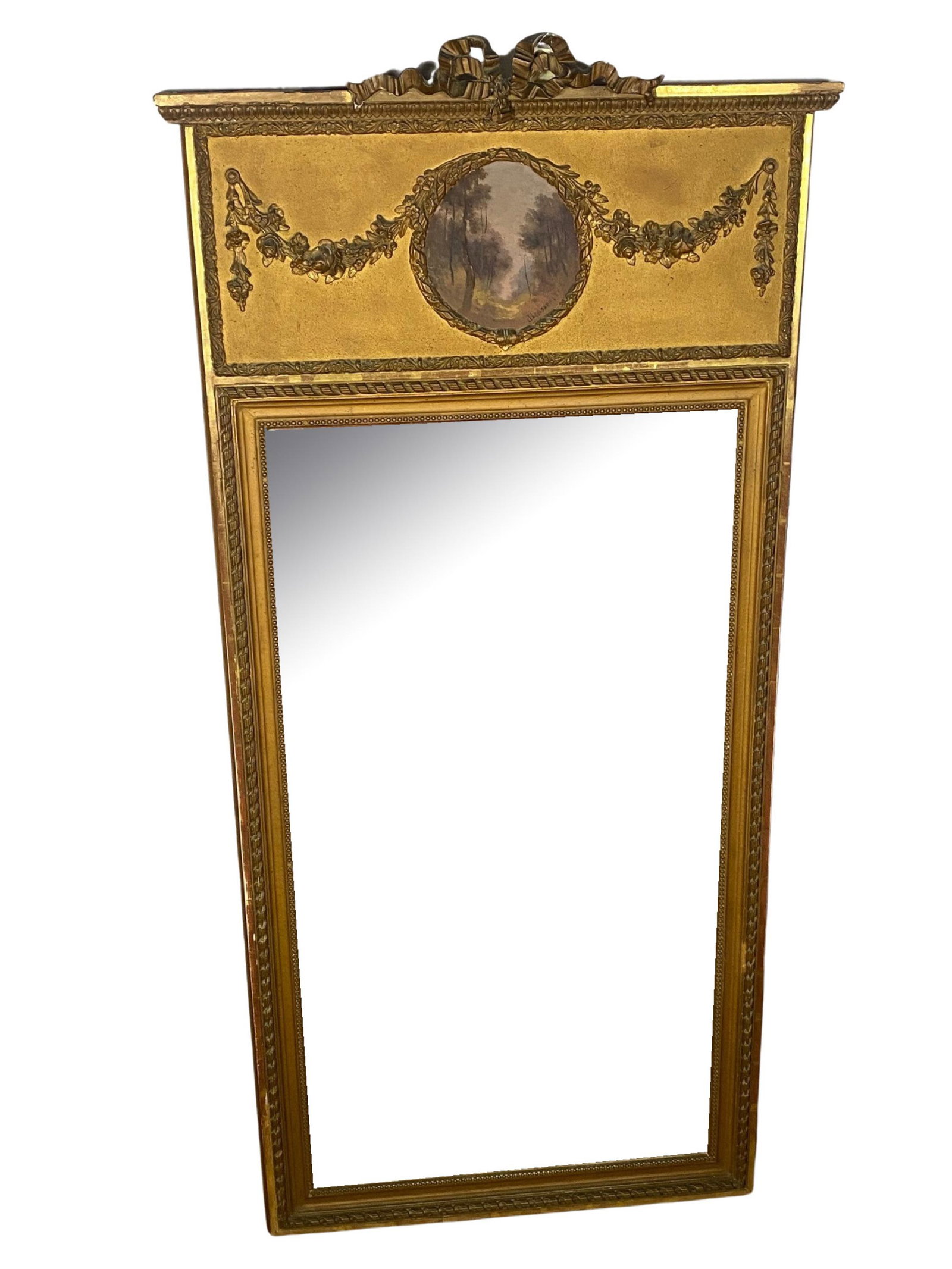 FRENCH GILT WOOD TRUMEAU MIRROR (1 of 5)