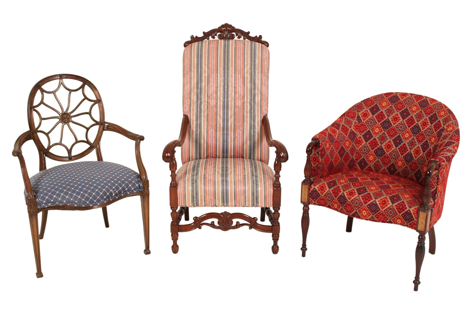 GROUP OF 3 QUALITY MAHOGANY ARM CHAIRS (1 of 3)