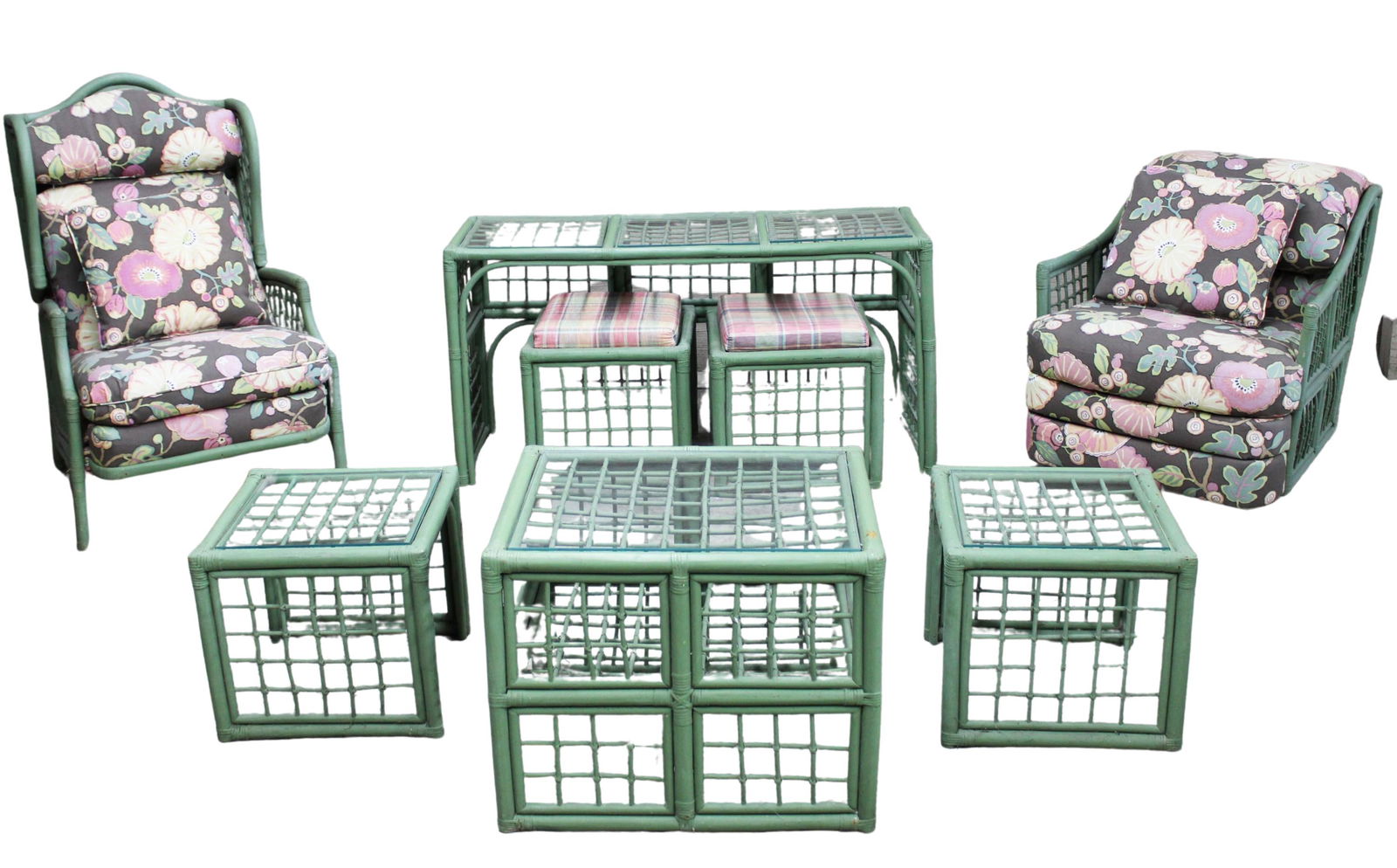 8 PIECE PAINTED BAMBOO PATIO SET (1 of 5)